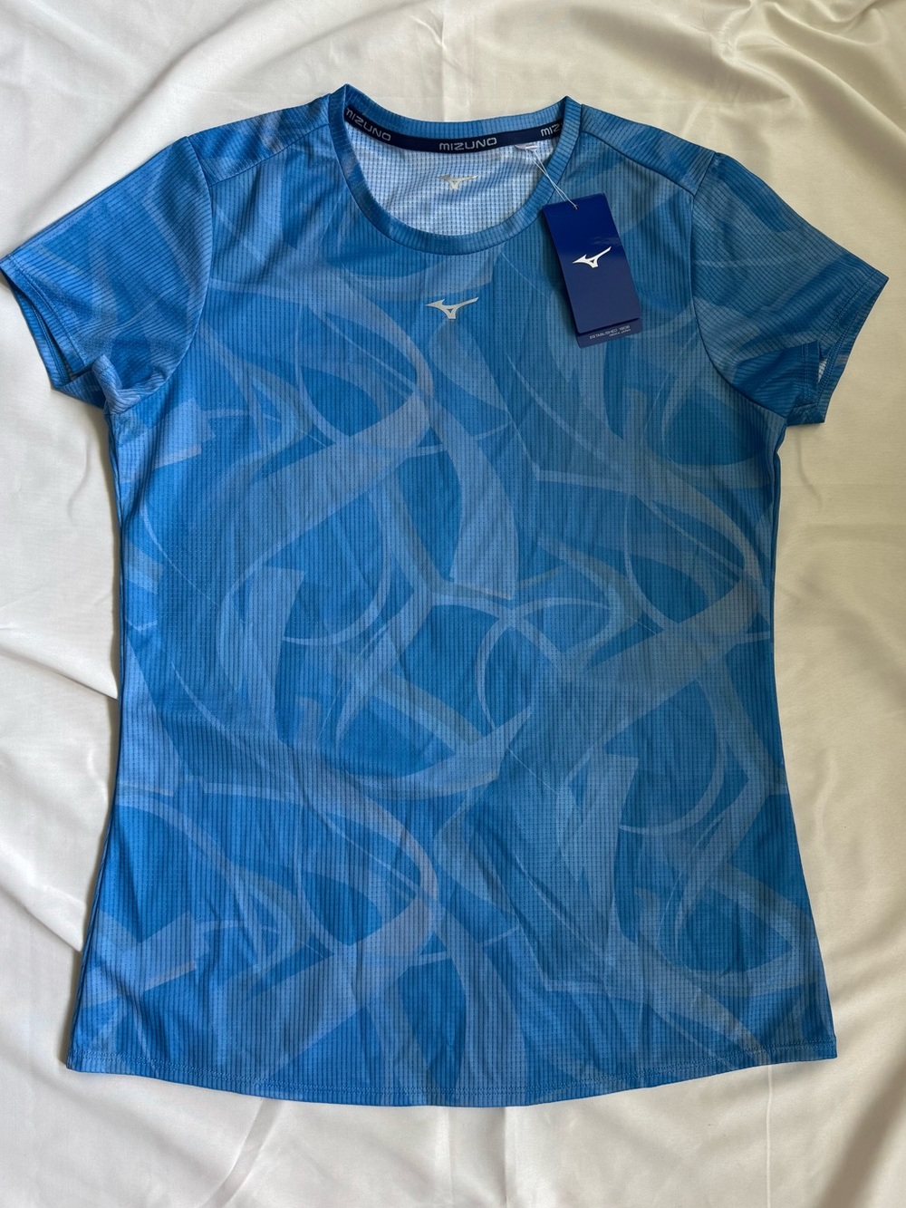 NWT Mizuno Blue Workout Tee-Shirt Golf Tennis Running Preppy Look Size M